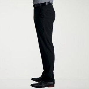 Haggar Smart Wash Mens Stretch Fabric Classic Fit Flat Pant, Black Sz 32x30